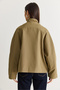 Women's Khaki Oversize Stand Collar Zippered Raglan Sleeve A-Line Short Trench Coat 2100 60286511 - 8