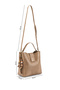 Women's Faux Leather Taupe Shoulder Bag - 2