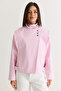 Women's Pink Stand Collar Metal Button Detailed Lined Short Trench Coat 2815 60286458 - 2