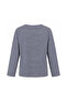 Women's Gray Striped Long Sleeve T-Shirt - 2