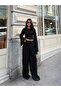 Women's Black Spanish Sleeve Blouse Pants Bottom Top Set