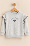 Girl's Front Embroidered Shoulder Ruffle Detailed Two-Thread Sweatshirt with Ruffle Detail Grimelanj