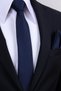 Hand Made 6 cm Textured Pattern Navy Blue Color Handkerchief Tie - 3
