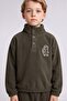 Children's Polar Fleece Tracksuit Set High Neck Snap Fastener Top Elasticized Leg Khaki 2-Piece Bottom Top Set F7603A5Dfa1 - 2