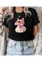 Mother-Daughter Balloon Gum-Eyed Cat Printed Crew Neck White-Black T-Shirt/T-Shirt (the Price Is for One Piece.) - 2
