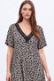 Bamboo Fabric V-Neck Lace Detailed Oversized Flared Dress - 2