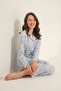 Women's Flowers Blue Shirt Pajama Set Pc9271-S-V1 - 4