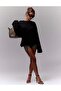 Black Basic Women's Crew Neck Long Sleeve Blouse - 2