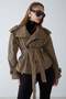 Oversized Short Trench Coat with Stand Collar and Epaulet Detail Vi̇zon 6934