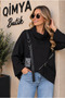 Bebe Plus Women's Stripe Zipper Detailed Long Back Hooded Collar Oversize Premium Sweatshirt - 6