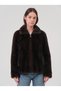 Women's Brown Faux Fur Suede Zipper Jacket - 2