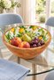 Mango Wood Bowl with Enamel Lemon Pattern 25X12 cm – Large Fruit and Salad Presentation Bowl - 4