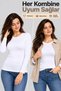 Women's Long Sleeve Badi Undershirt T-Shirt (Tutku Authorized Seller) 94% Cotton 6% Elastane 1 Piece – White - 5