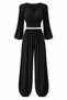 Long Sleeve Padded Scarf and Waist Detailed Carrot Trousers Set