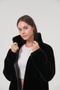 Women's Black Coat Faux Fur Suede Zipper Jacket - 3