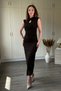 Patterned Collar Detailed Jacquard Glitter Midi Dress - 7