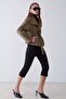 Oversized Short Trench Coat with Stand Collar and Epaulet Detail Vi̇zon 6934 - 7