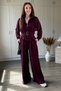 Belted High Collar Modal Fabric Stylish Trouser Suit with Drape Detail - 7
