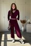 Long Sleeve Padded Scarf and Waist Detailed Carrot Trousers Set - 8