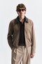 Faux Leather Collar Coat