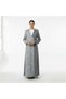 Double material gray blazer abaya-2 - s