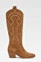 Embroidered Zipper Detailed Western Long Women's Cowboy Boots Brown - 6
