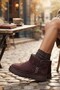 Brown Fur Lined Short Cold-Resistant Suede Women's Boots & Booties - 5