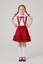 Girl's Red Bowknot Red Piping Short Sleeve Shirt Red Bowknot Layered Double Ruffle Salopet October 29 April 23 Show Outfits