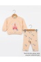 Baby Girl Seasonal 2-Piece Set with Castle and Fairy Pattern, Long Sleeve Cotton Comfortable Daily Set - Baby Mouth Pattern - 2