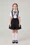 Girl's Black Bow-Tie Short-Sleeved Shirt with Black Piping Layered Double Ruffle Salopet with Black Bow-Tie April 23 October 29 Show Outfit - 3