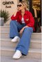 Keyymod Women's Snap Fastener Single Pocket Beaded Bee Embroidered Loose Fit Gabardine Shirt - 3