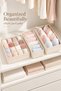 3-Piece Polyester Fabric Drawer Organizer Set with PP Support, 18-Compartment Sock Organizer, 6-Compartment Underwear Organizer & Open Bra Storage, Beige - 8