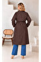 Women's Plus Size Adjustable Waist Lace Detailed Lined Oversize Trench Coat Jacket 29010 - 6
