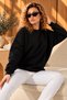 Black Cotton Three-Threaded Oversize Casual Crew Neck Long Sweatshirt - 3
