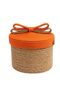 Pearl Series Jute Decorative Basket m Size (20X26 cm) |   Vegan Bathroom & Makeup Table Organizer with Ribbon