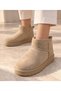Women's Gray Suede Fur Lined Mini Warm Flat Sole Winter Boots 2809