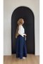 Women's Long Denim Jeans Skirt with Elastic Waist, Lace-Up, Pockets, Front Button Detail - 5