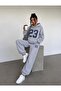 Women's 23 Printed Hooded Sweatshirt Tracksuit Set - 2
