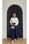 Women's Long Denim Jeans Skirt with Elastic Waist, Lace-Up, Pockets, Front Button Detail - 3