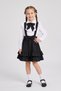Girl's Black Scarf Polka Dot Ruffle Collar White Long Sleeve Shirt Black Double Ruffle Salopet April 23 October 29 Show Outfit - 2