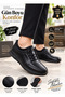Black Genuine Leather Orthopedic Non-Slip Sole, Laceless Elastic, Flexible, Comfortable, Daily Men's Shoes - 2