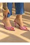 Azra Pink Silvery 10 cm Heelled Slippers - 4