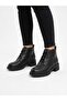 Black Genuine Leather 4.5 cm Heeled Thick Sole Women's Boots - 3