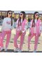 Girl's 3-Yarn Embroidered College Jacket Printed 3-Piece Set - Hooded Sweatshirt 100% Cotton Top and Bottom Set - 2