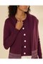 Women Burgundy Button Front Jacquard Knit Cardigan - 4