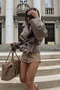 Plaid Stand Collar Women's Oversized Water-Repellent Trench Jacket - 7