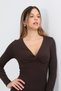 Women's Brown Gathered Detailed Soft Knitted Long Sleeve Blouse - H6177 - 5