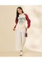 Women Ivory And Burgundy Graphic Sweatshirt - 5