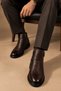 Orthopedic Genuine Leather Men's Black Boots with Double Zipper, Complete Warm Lining Inside, Non-Slip Thermo Rubber Sole, Cold and Water Resistant Leather and Sole Material, Orthopedic Insole - 2