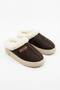 Women's Brown Suede Fur Lined Thick Sole Winter Slippers 2810 - 3